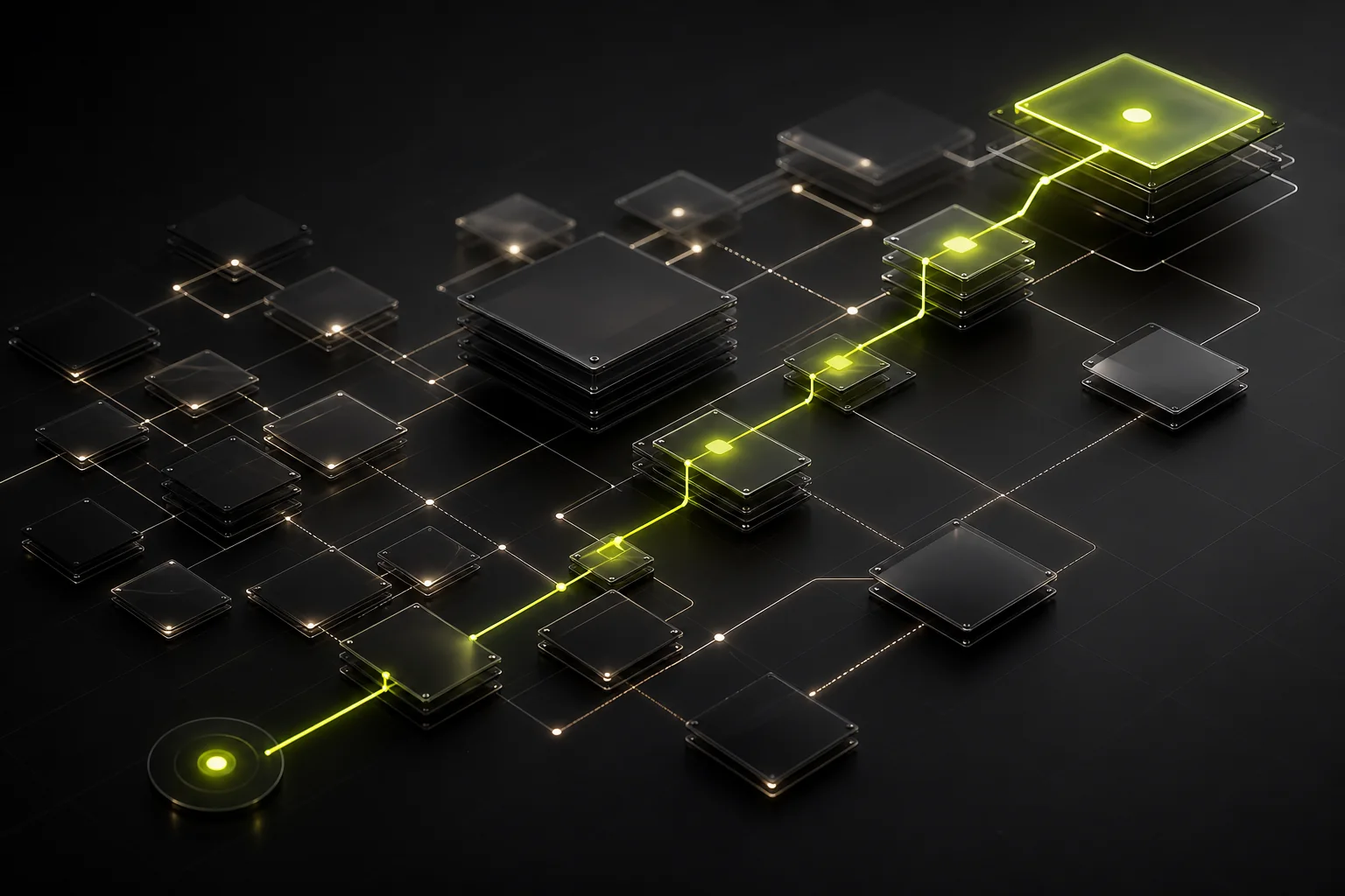 Abstract technical website architecture with a highlighted crawl path